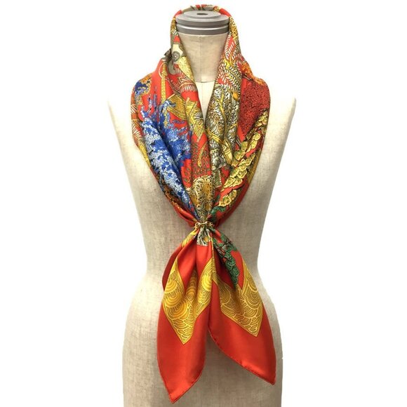 HERMES Orange Silk Scarf - Picture 2 of 3